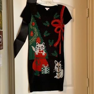 Meowy Christmas Sweater Dress